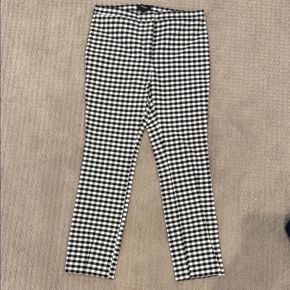 Theory Monochrome Checkered Pants
